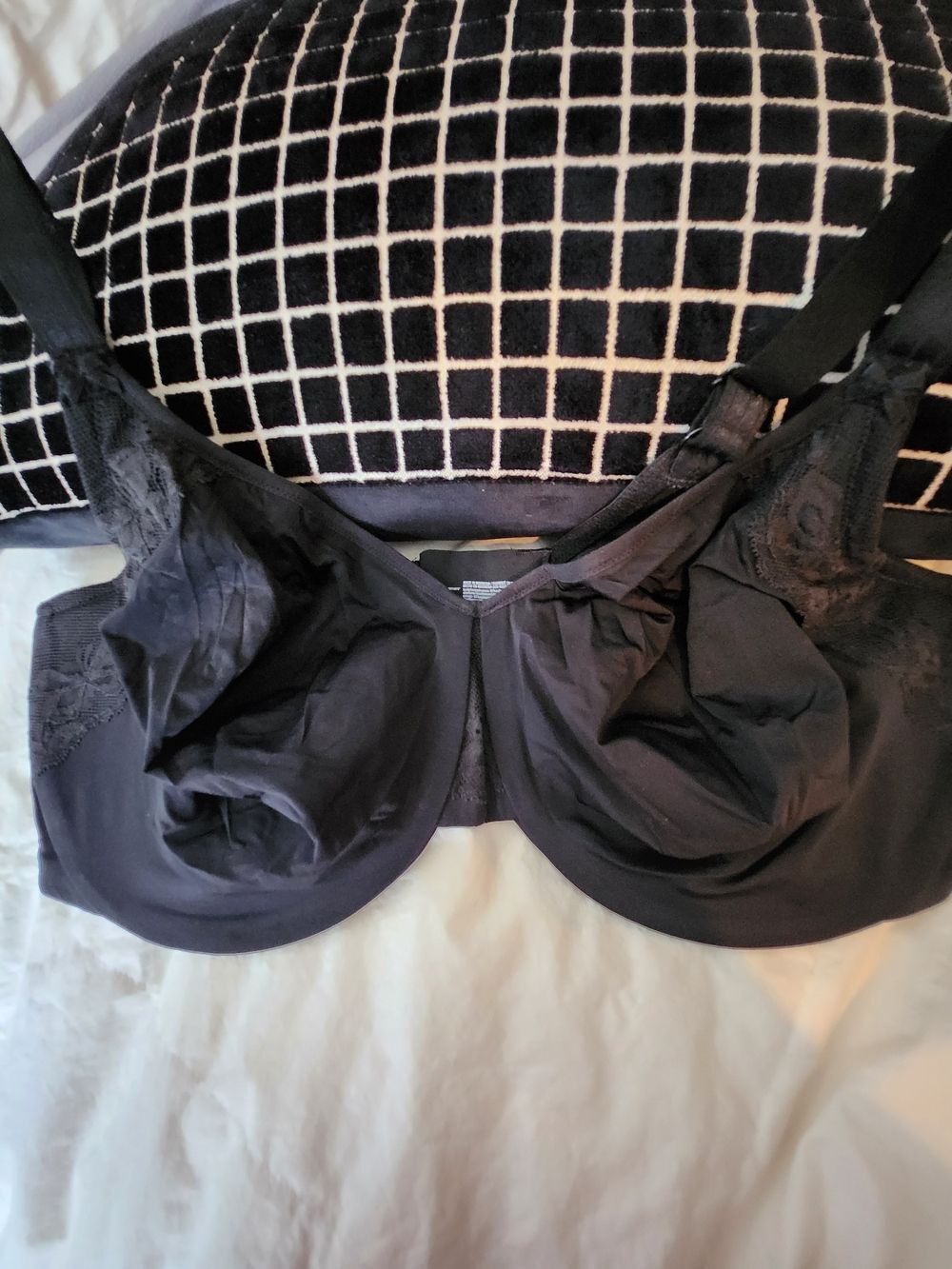 Olga Black Lace-Trim Full Coverage Bra - Women Intimates
